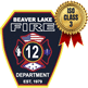 Beaver Lake Fire Department shield badge with the number 12 in the center.